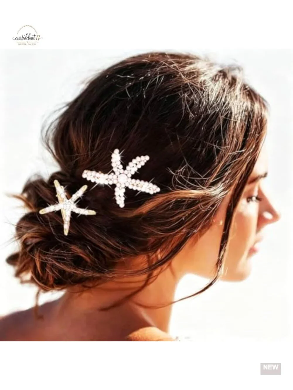 Starfish Hair Clips, Pearl Crystal Rhinestone Starfish Barrettes, Bridal Hair